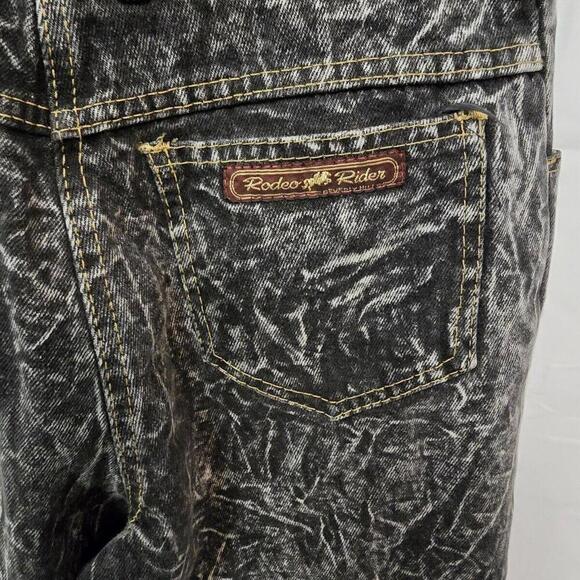 Rodeo Rider Beverly Hills Acid Wash Black 7/8 RARE "God Is Lord" Button Jeans - Picture 4 of 14